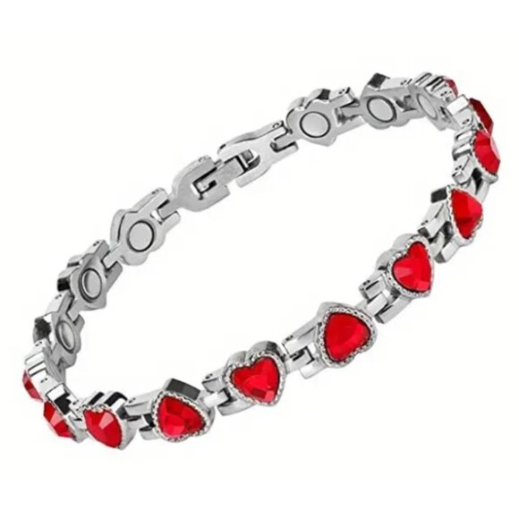 d'vine Products Jewelry - Red Heart Shaped Lymphatic Magnetherapy 3500 Gauss Magnet Adjustable Bracelet